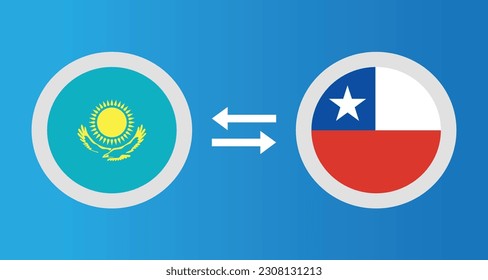 round icons with Kazakhstan and Chile flag exchange rate concept graphic element Illustration template design
