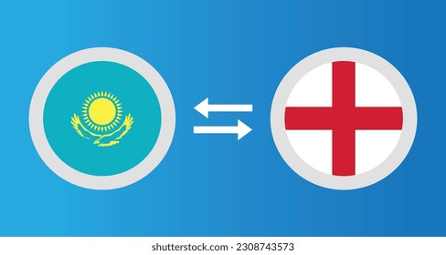 round icons with Kazakhstan and England flag exchange rate concept graphic element Illustration template design
