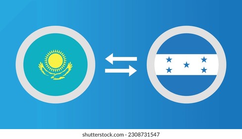 round icons with Kazakhstan and Honduras flag exchange rate concept graphic element Illustration template design
