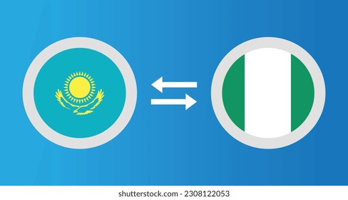 round icons with Kazakhstan and Nigeria flag exchange rate concept graphic element Illustration template design
