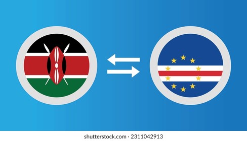 round icons with Kenya and Cape Verde flag exchange rate concept graphic element Illustration template design
