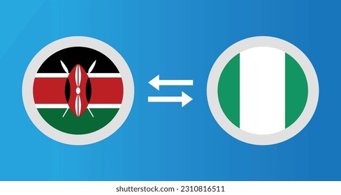 round icons with Kenya and Nigeria flag exchange rate concept graphic element Illustration template design
