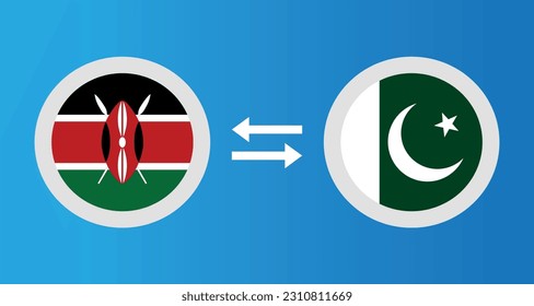 round icons with Kenya and Pakistan flag exchange rate concept graphic element Illustration template design

