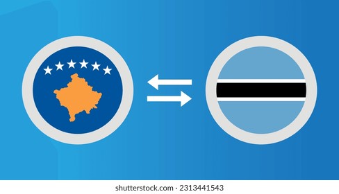 round icons with Kosovo and Botswana flag exchange rate concept graphic element Illustration template design
