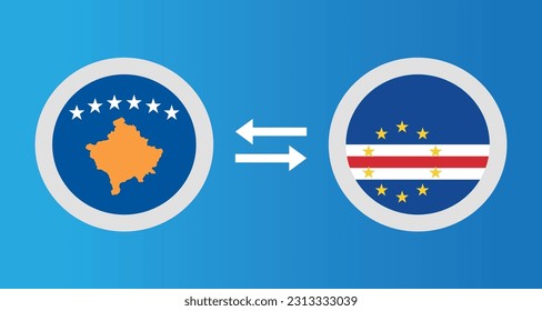 round icons with Kosovo and Cape Verde flag exchange rate concept graphic element Illustration template design
