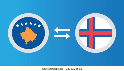 round icons with Kosovo and Faroe Islands flag exchange rate concept graphic element Illustration template design
