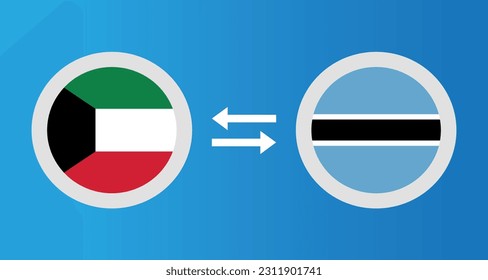 iconos redondos con el concepto de tipo de cambio del indicador Kuwait y Botswana elemento gráfico Diseño de la plantilla de ilustración
