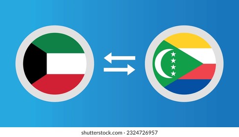 iconos redondos con el concepto de tipo de cambio del indicador Kuwait y Comoras elemento gráfico Diseño de la plantilla de ilustración
