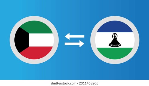 iconos redondos con el concepto de tipo de cambio del indicador de Kuwait y Lesotho elemento gráfico Diseño de una plantilla de ilustración
