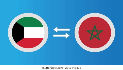 iconos redondos con el concepto de tipo de cambio del indicador Kuwait y Marruecos elemento gráfico Diseño de la plantilla de ilustración
