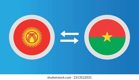 Rundsymbole mit Kirgisistan und Burkina Faso Flaggenwechselkurs Konzept Grafik Element Illustration Template Design
