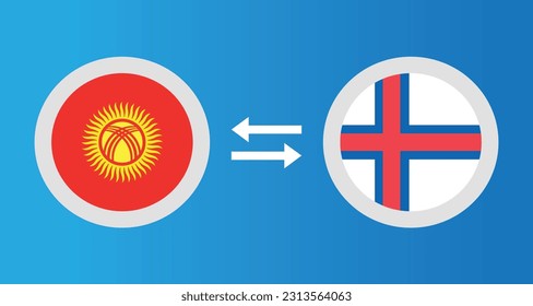 round icons with Kyrgyzstan and Faroe slands flag exchange rate concept graphic element Illustration template design
