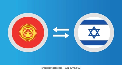 round icons with Kyrgyzstan and Israel flag exchange rate concept graphic element Illustration template design
