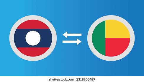 round icons with Laos and Benin flag exchange rate concept graphic element Illustration template design
