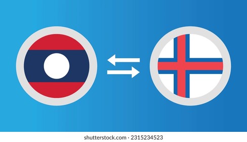 round icons with Laos and Faroe Islands flag exchange rate concept graphic element Illustration template design
