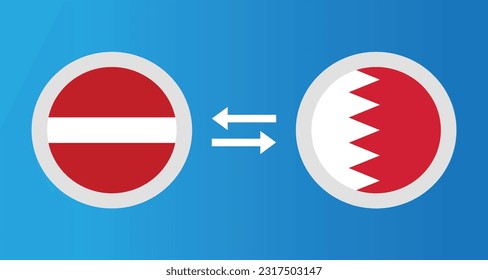 round icons with Latvia and Bahrain flag exchange rate concept graphic element Illustration template design
