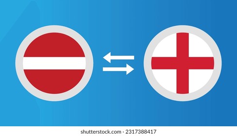 round icons with Latvia and England flag exchange rate concept graphic element Illustration template design

