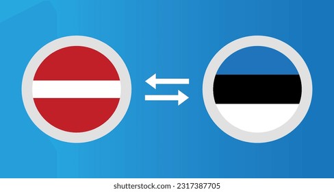 round icons with Latvia and Estonia flag exchange rate concept graphic element Illustration template design
