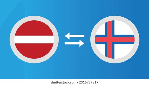 round icons with Latvia and Faroe slands flag exchange rate concept graphic element Illustration template design
