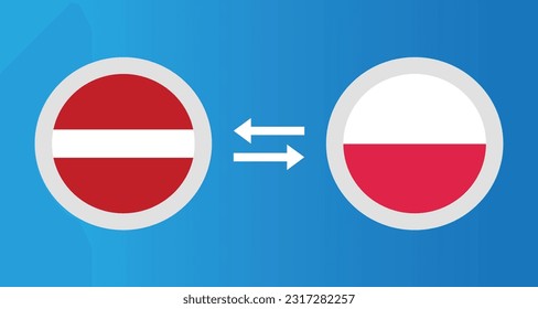 round icons with Latvia and Poland flag exchange rate concept graphic element Illustration template design
