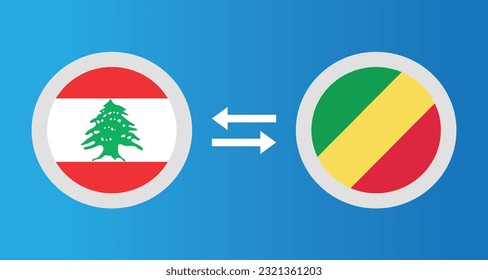 round icons with Lebanon and Congo flag exchange rate concept graphic element Illustration template design
