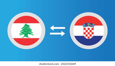 round icons with Lebanon and Croatia flag exchange rate concept graphic element Illustration template design
