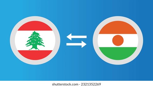 round icons with Lebanon and Niger flag exchange rate concept graphic element Illustration template design
