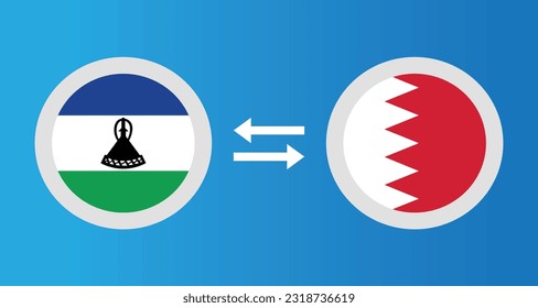 round icons with Lesotho and Bahrain flag exchange rate concept graphic element Illustration template design

