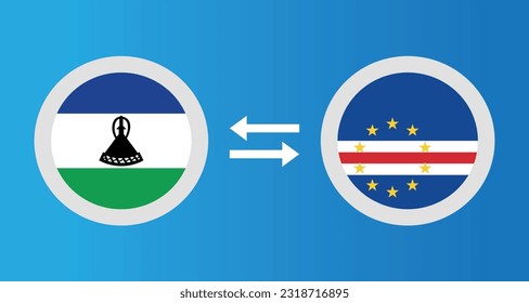 round icons with Lesotho and Cape Verde flag exchange rate concept graphic element Illustration template design
