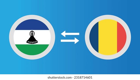 round icons with Lesotho and Chad flag exchange rate concept graphic element Illustration template design
