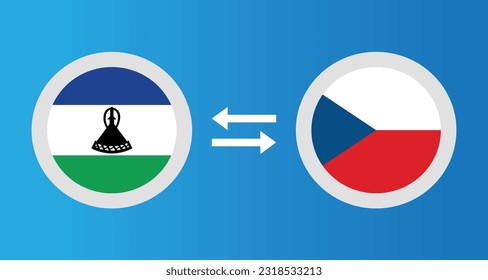 round icons with Lesotho and Czech Republic flag exchange rate concept graphic element Illustration template design
