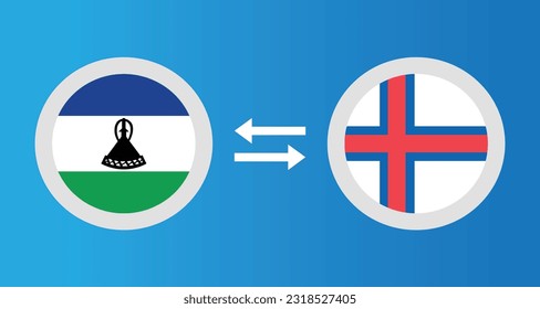 round icons with Lesotho and Faroe Islands flag exchange rate concept graphic element Illustration template design
