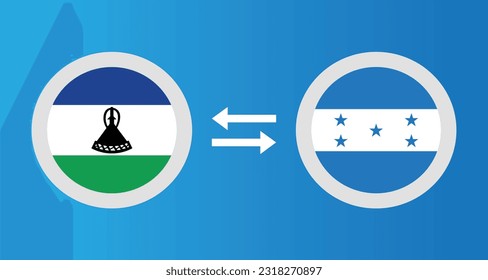 round icons with Lesotho and Honduras flag exchange rate concept graphic element Illustration template design
