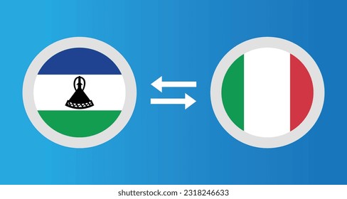 round icons with Lesotho and Italy flag exchange rate concept graphic element Illustration template design
