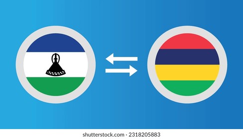 round icons with Lesotho and Mauritius flag exchange rate concept graphic element Illustration template design
