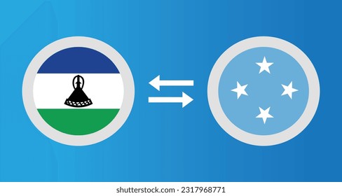 round icons with Lesotho and Micronesia flag exchange rate concept graphic element Illustration template design
