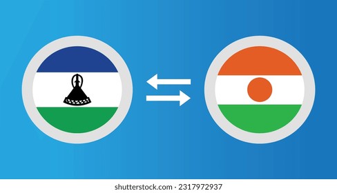 iconos redondos con el concepto de tipo de cambio de la bandera de Lesotho y Níger elemento gráfico Diseño de la plantilla de ilustración
