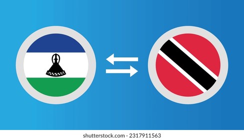 round icons with Lesotho and Trinidad and Tobago flag exchange rate concept graphic element Illustration template design
