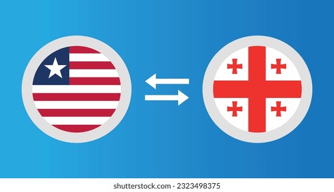 round icons with Liberia and Georgia flag exchange rate concept graphic element Illustration template design
