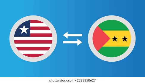 round icons with Liberia and Sao Tome and Principe flag exchange rate concept graphic element Illustration template design
