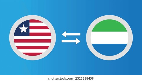 round icons with Liberia and Sierra Leone flag exchange rate concept graphic element Illustration template design
