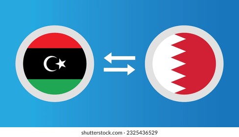round icons with Libya and Bahrain flag exchange rate concept graphic element Illustration template design

