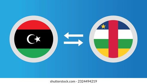 round icons with Libya and CAR flag exchange rate concept graphic element Illustration template design
