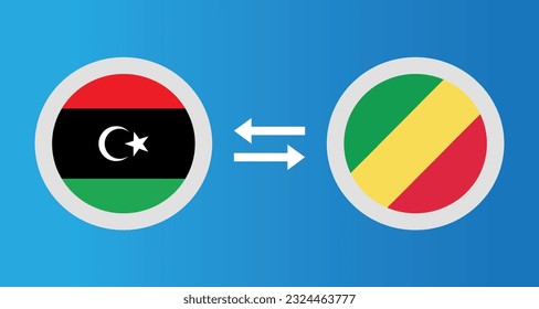 Rundsymbole mit Libyen und Kongo Flaggenwechselkurs Konzept Grafik-Element Illustration Vorlage Design
