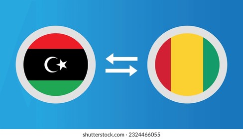 iconos redondos con el concepto de tipo de cambio de la bandera de Libia y Guinea elemento gráfico Diseño de la plantilla de ilustración
