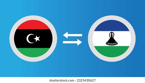 round icons with Libya and Lesotho flag exchange rate concept graphic element Illustration template design
