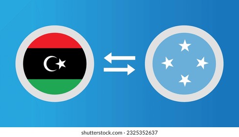 iconos redondos con Libia y Micronesia concepto de tipo de cambio elemento gráfico Ilustración diseño de plantilla
