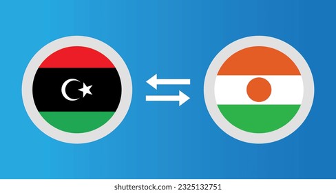 round icons with Libya and Niger flag exchange rate concept graphic element Illustration template design
