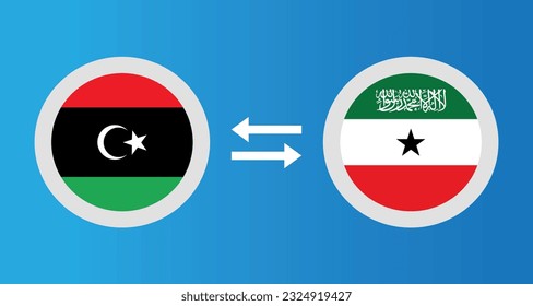 iconos redondos con Libia y Somalilandia concepto de tipo de cambio elemento gráfico Diseño de plantilla de ilustración

