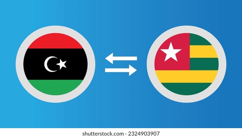 round icons with Libya and Togo flag exchange rate concept graphic element Illustration template design
